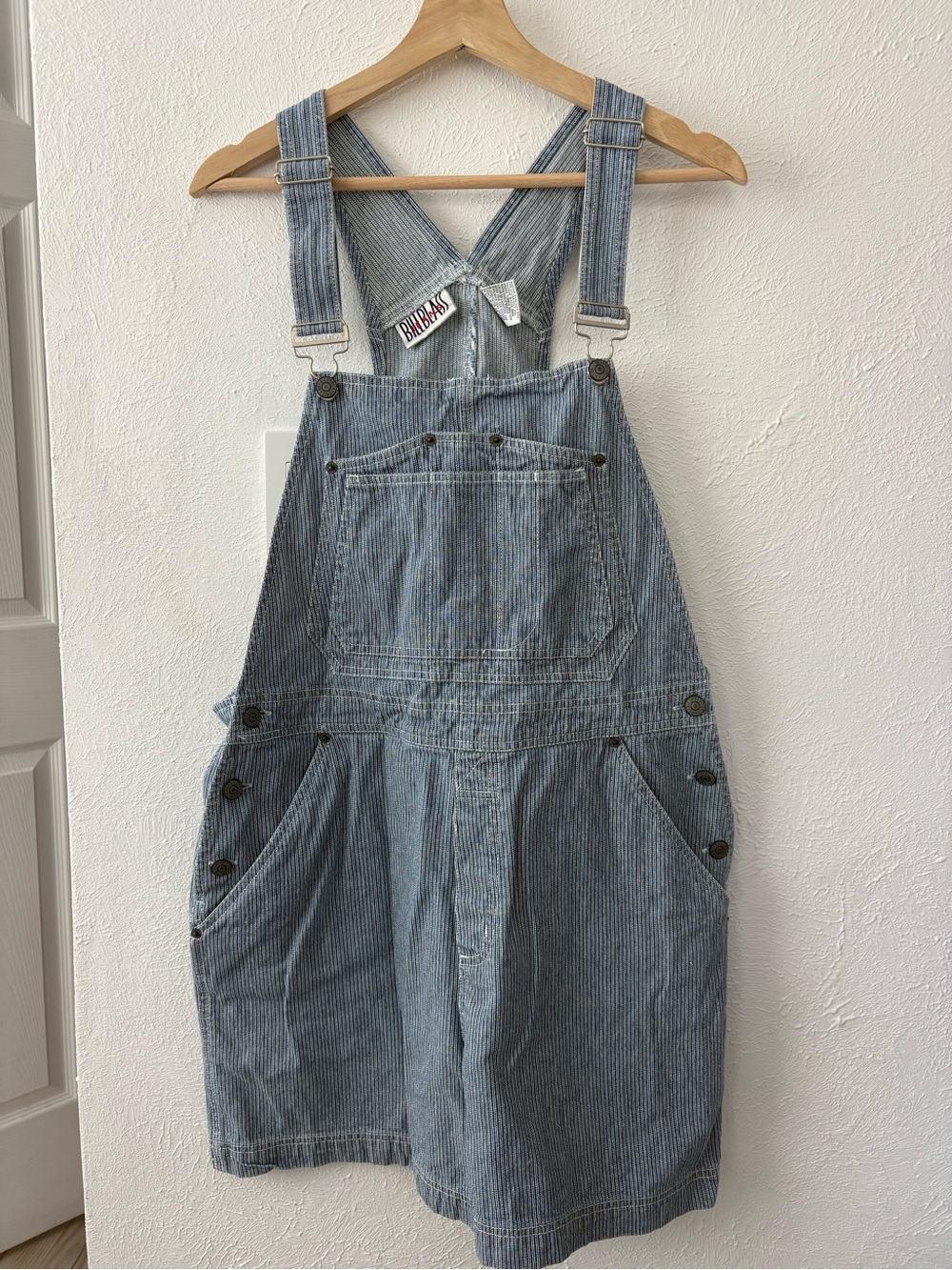 Vintage Bill Blass  Striped Denim Overall Shorts
